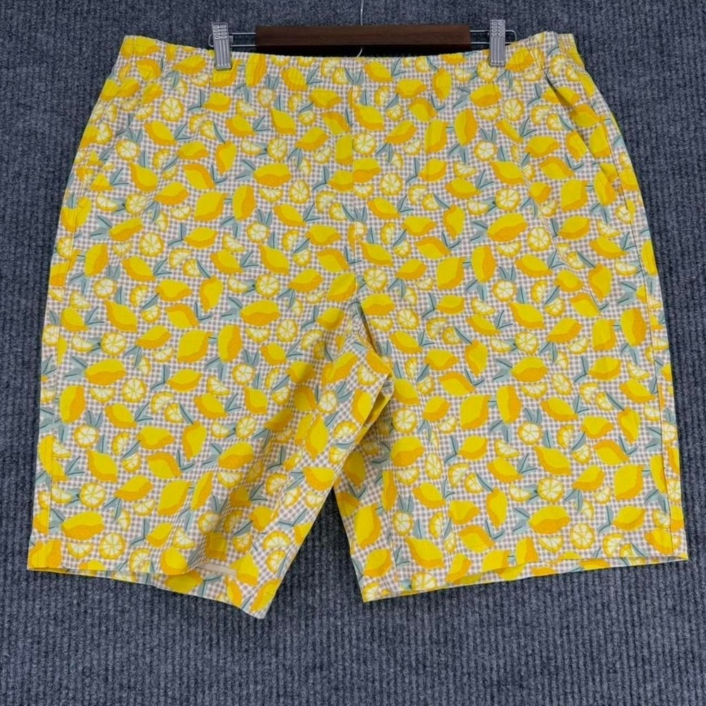 Lands' End lemon print shorts women's size 18 mid rise summer novelty pull on